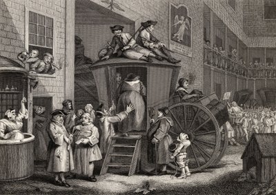 كانتري إن يارد ، نقشها تيموثي إنجلهارت (1803-1879) من "أعمال هوغارث" ، نُشر عام 1833 (ليثو) بواسطة وليام (بعد) هوغارث