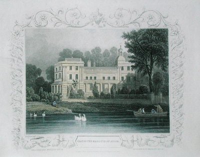 مقعد مركيز أيلسا على نهر التايمز في تويكنهام ، نقش بواسطة دبليو تايلور ، حوالي 1840 (نقش ملون) بواسطة وليام (بعد) تومبلسون