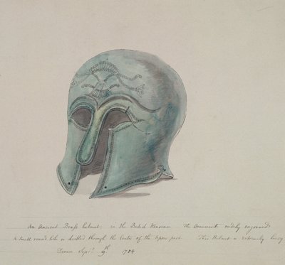 خوذة نحاسية قديمة من المتحف البريطاني ، هولبورن ، لندن ، 1784 بواسطة وليام انجوس