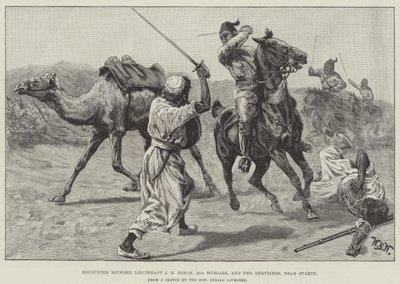 لقاء بين الملازم ج. ر. بيتش ، والفرسان الحادي والعشرين ، واثنين من الدراويش ، بالقرب من سواكن بواسطة صوف ويليام بارنز