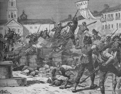 قتال الشوارع في ملقة ، c1890 بواسطة صوف ويليام بارنز