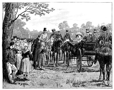 الملكة في Fete في غابة St Germain ، فرنسا ، منتصف أواخر القرن التاسع عشر ، 1887 بواسطة صوف ويليام بارنز