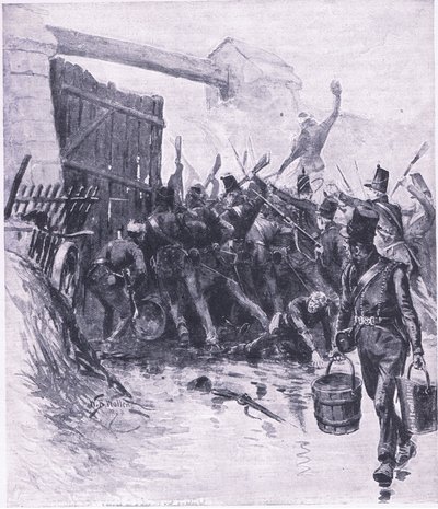 الهجوم على لا هاي سانت ، توضيح من المعارك البريطانية في البر والبحر ، 1915 بواسطة صوف ويليام بارنز