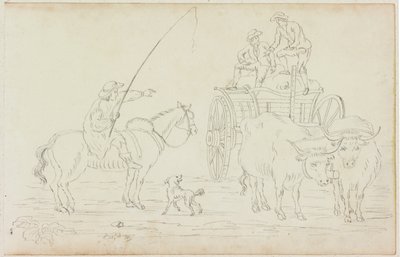 Oxcart حجب الطريق (قلم رصاص على ورق (على ورق M754)) بواسطة وليام بيلبي