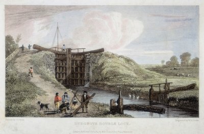 قفل Dudgrove المزدوج فوق Lechlade و Thames و Severn Canal ، 1814 بواسطة وليام برنارد كوك
