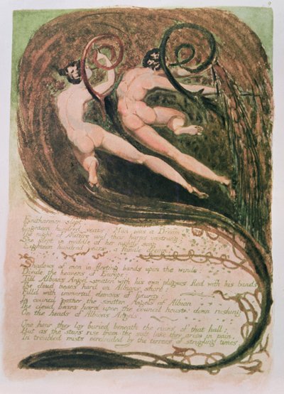 أوروبا نبوءة. نام Entharmon ، آذان الذرة المتفتحة من الذرة ، c.1794 (النقش البارز ، مرحاض) بواسطة وليام بليك