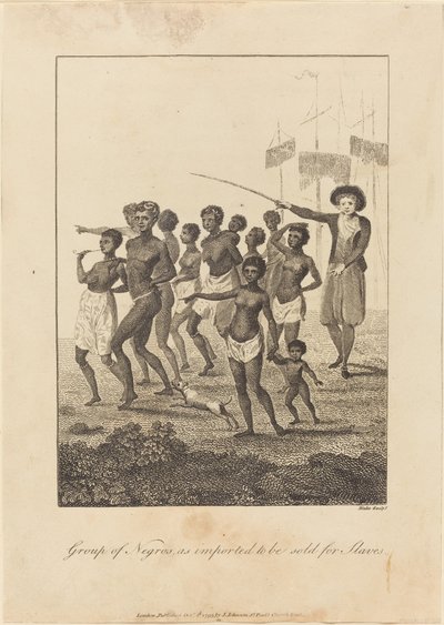 مجموعة من السود ، كما تم استيرادها لبيعها للعبيد ، 1793. بواسطة وليام بليك