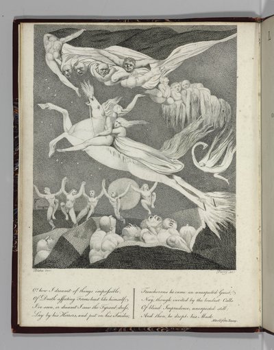 رسم توضيحي لـ "ليونورا ، قصة" بقلم غوتفريد أوغسطس بورغر ، منقوش بواسطة بيري ، 1796 بواسطة وليام بليك