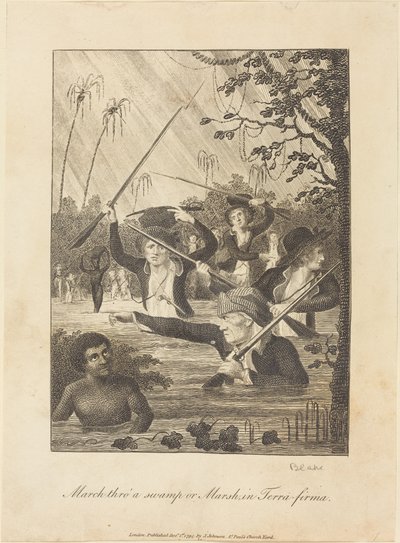 مارس من خلال مستنقع أو مستنقع في Terra-firma ، 1793. بواسطة وليام بليك