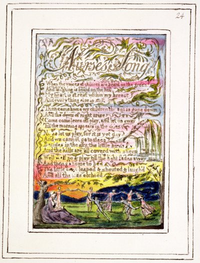 P.124-1950.pt24 أغنية الممرضة: اللوحة 24 من أغاني البراءة والخبرة (نسخة R) c.1802-08 (النقش والحبر والمرحاض) بواسطة وليام بليك