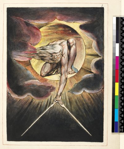P.127-1950.pt.19 قديم الأيام ، صورة من "أوروبا ، نبوءة" ، c.1821 (نقش بارز بالقلم والمرحاض على الورق) بواسطة وليام بليك