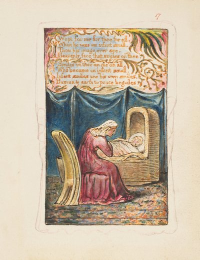 أغاني البراءة والخبرة: Cradle Song اللوحة الثانية: بكى بالنسبة لي ... ، كاليفورنيا. 1825. بواسطة وليام بليك