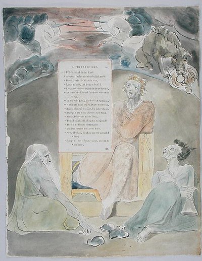 The Bard ، تصميم 61 من "The Poems of Thomas Gray" بواسطة وليام بليك