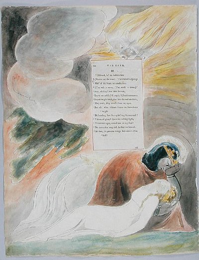 The Bard ، تصميم 62 من "The Poems of Thomas Gray" بواسطة وليام بليك