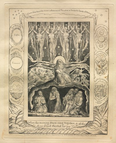كتاب العمل: رر. 14 ، عندما غنى النجوم في الصباح ، وجميع أبناء الله ... ، 1825. بواسطة وليام بليك