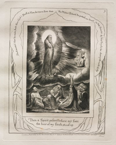 كتاب العمل: رر. 9 ، ثم مر الروح أمام وجهي وقفت شعر جسدي ، 1825. بواسطة وليام بليك