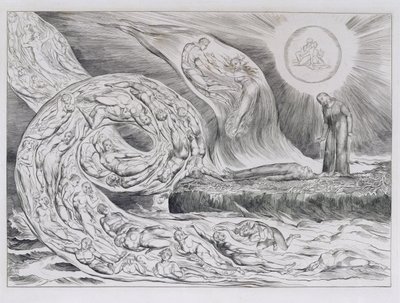 "The Circle of the Lustful" ، رسوم توضيحية للكوميديا الإلهية لدانتي بواسطة وليام بليك