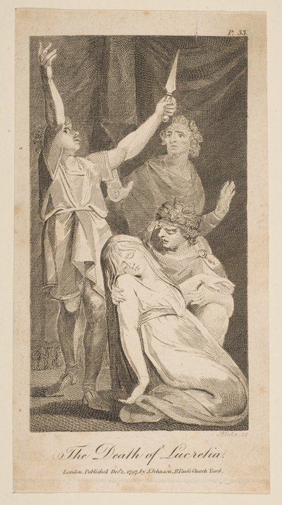 وفاة لوكريتيا ، من Allens التاريخ الروماني الجديد والنزيه ، 1797. بواسطة وليام بليك