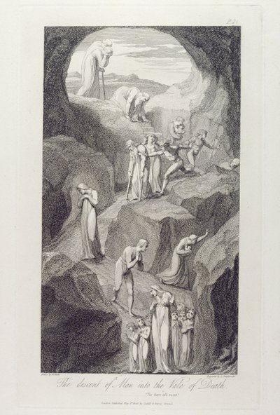 أصل الإنسان إلى وادي الموت ، pl.8 ، رسم توضيحي من "القبر ، قصيدة" بقلم ويليام بليك (1757-1827) منقوش لويجي شيافونيتي (1765-1810) ، 1808 بواسطة وليام بليك