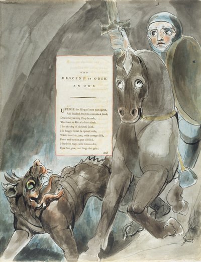 أصل أودين ، قصيدة ، من قصائد توماس جراي ، نُشر في 1797-98 (ألوان مائية وحبر أسود على ورق) بواسطة وليام بليك