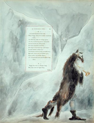 The Progress of Poesy ، A Pindaric Ode ، من The Poems of Thomas Gray ، نُشر في 1797-98 (ألوان مائية وحبر أسود على ورق) بواسطة وليام بليك