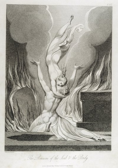 إعادة توحيد الروح والجسد ، pl.13 ، رسم توضيحي من "القبر ، قصيدة" بقلم ويليام بليك (1757-1827) ، محفورة لويجي شيافونيتي (1765-1810) ، 1808 بواسطة وليام بليك