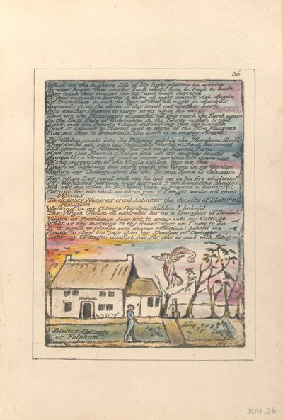 "عندما تكون في أعلى مصعد ..." ، اللوحة 36 من "ميلتون ، قصيدة في كتابين" ، c.1804-08 بواسطة وليام بليك