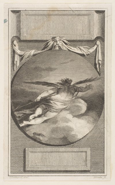 الرقم المجنح تحلق عبر الغيوم ، كاليفورنيا. 1780-87. بواسطة وليام بليك