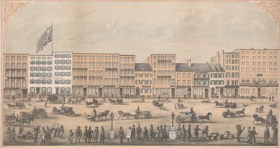 منظر بارك بليس ، نيويورك ، من برودواي إلى شارع تشيرش ، نورث سايد ، 1854 ميلادي ، بواسطة وليام بويل