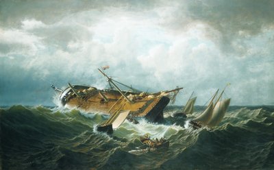 حطام السفينة قبالة نانتوكيت حطام قبالة نانتوكيت بعد العاصفة ، كاليفورنيا. 1860-61. بواسطة وليام برادفورد