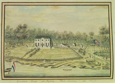 منزل الحاكم في سيدني ، بورت جاكسون ، 1791 بواسطة وليام برادلي