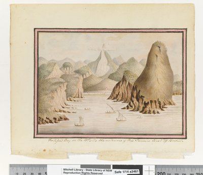 مقابل. ص. 38. "خليج محصن على جانب Wt مدخل ساحل ريو جانيرو في البرازيل" ، حوالي 1802 (ألوان مائية) بواسطة وليام برادلي