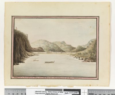 مقابل. ص. 39. "منظر لخليج محصن على الجانب E مدخل ريو جانيرو" ، حوالي 1802 (ألوان مائية) بواسطة وليام برادلي