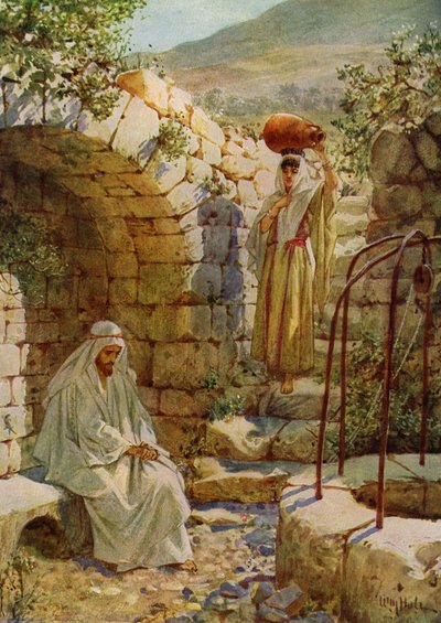 يسوع يطلب من السامرية الماء - الكتاب المقدس بواسطة ويليام براسي هول