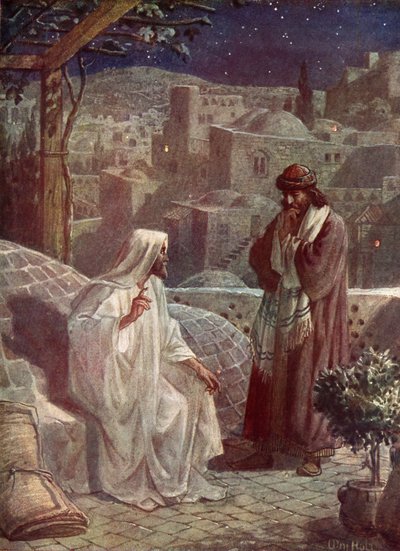 يزور نيقوديموس يسوع ليسمع تعاليمه - الكتاب المقدس بواسطة ويليام براسي هول