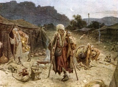 الأبرصين الأربعة ينهبون معسكر السوريين. - الكتاب المقدس بواسطة ويليام براسي هول