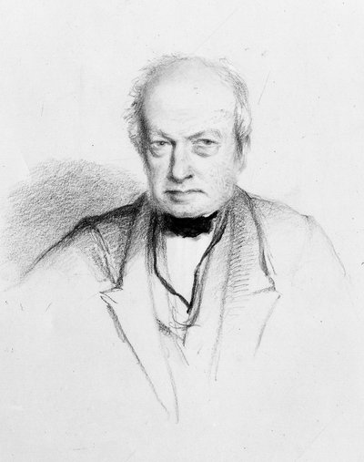 صورة لعالم النبات الاسكتلندي روبرت براون (1773-1858) ، حوالي 1849 (رسم) بواسطة وليام بروكيدون