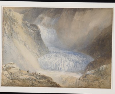 Glacier Du Rhone و The Galenstock ، من طريق ممر فوركا (ألوان مائية فوق قلم رصاص مزينة باللون الأبيض على ورق أبيض باهت) بواسطة وليام كالو