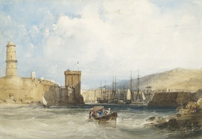 مدخل ميناء مرسيليا ، ج .1838 بواسطة وليام كالو
