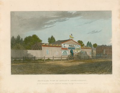 المنظر الخارجي لمدرج Astley ، كما ظهر عام 1777 بواسطة وليام كابون