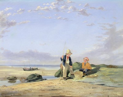 Figures on a Beach (oil on canvas) بواسطة وليام كولينز