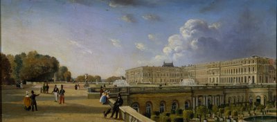 The Palace and Terrace at Versailles, c.1825-35 (oil on panel) بواسطة وليام كوين