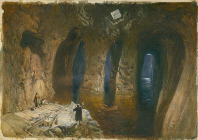 بحر الخبير أو صهريج قطع البحر الصخري العظيم تحت موقع معبد سليمان ، 1870 (مرحاض وقلم رصاص على ورق) بواسطة وليام كريميا سيمبسون