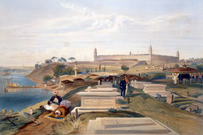 مستشفى ومقبرة ، سكوتاري ، لوحة من "مقعد الحرب في الشرق" ، حانة. بقلم Paul und Dominic Colnaghi und Co. ، 1856 بواسطة وليام كريميا سيمبسون