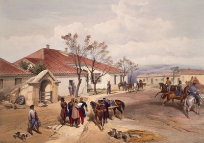 المقر الرئيسي للورد راجلان في Khutur Karagatch ، لوحة من "مقعد الحرب في الشرق" ، الحانة. بقلم Paul und Dominic Colnaghi und Co. ، 1856 بواسطة وليام كريميا سيمبسون