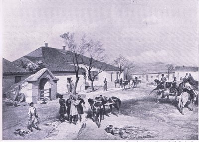 مقر اللورد راجلان في أي خوتر كاراجاتش ، صورة توضيحية من المعارك البريطانية على البر والبحر ، 1915 بواسطة وليام كريميا سيمبسون