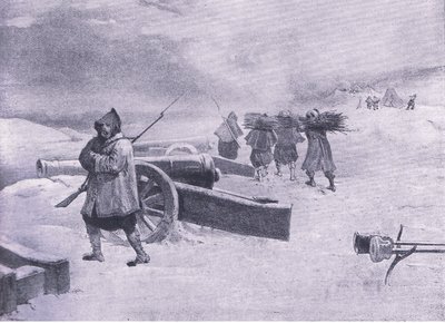 حراس الزواف قبل سيفاستوبول ، رسم توضيحي من المعارك البريطانية في البر والبحر ، 1915 بواسطة وليام كريميا سيمبسون