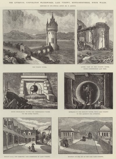 The Water Corporation Waterworks ، بحيرة Vyrnwy ، مونتغمريشاير ، شمال ويلز بواسطة وليام كريميا سيمبسون