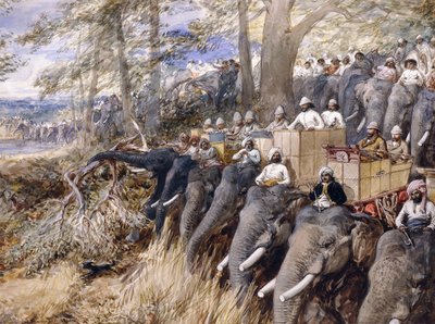 أمير ويلز في تيراي يضرب الغابة مع السير جونغ بهادور رنا ، 1876 بواسطة وليام كريميا سيمبسون