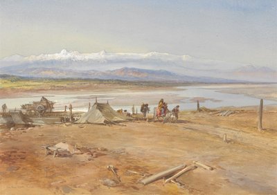 نهر تشيناب ، البنجاب ، 1865 (مرحاض وغواش على ورق) بواسطة وليام كريميا سيمبسون